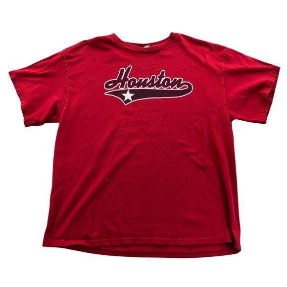 Vintage Mens Houston T-Shirt Size XL Red Short Sleeve Casual Graphic Tee - Picture 1 of 10